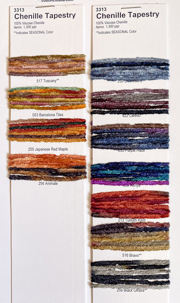 Chenille Variegated Color Card